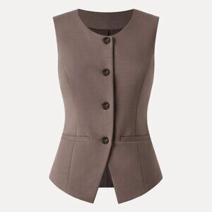 OGL move Clothing-Office Staple Waistcoat with Pockets - Size Small - Color Fawn